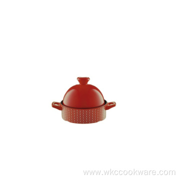 Wheat field red casserole pot dish with lid